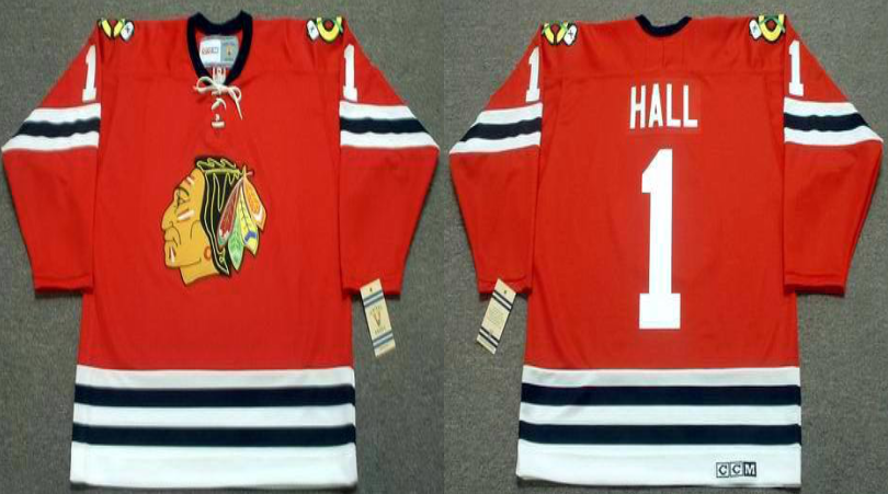 2019 Men Chicago Blackhawks 1 Hall red CCM NHL jerseys